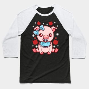 Cute Baby Pig Piglet Baseball T-Shirt